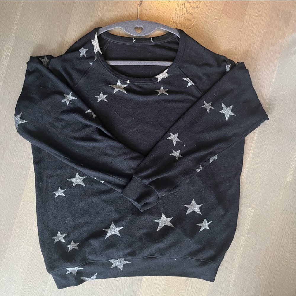 Buffalo by David Bitton Crew Neck Sweater Size XL Black with Silver Stars GUC